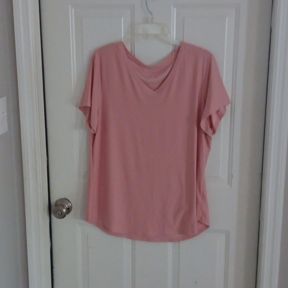 Pale Pink V Neck Top